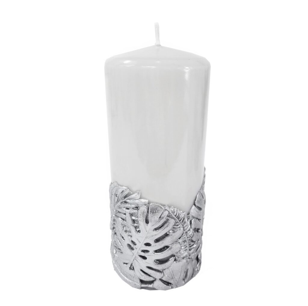 Świeca monstera 20 cm  szara