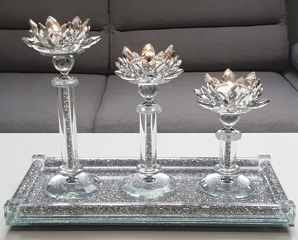 TACA SZKLANA PROSTOKĄTNA SREBRNA GLAMOUR - obrazek 4