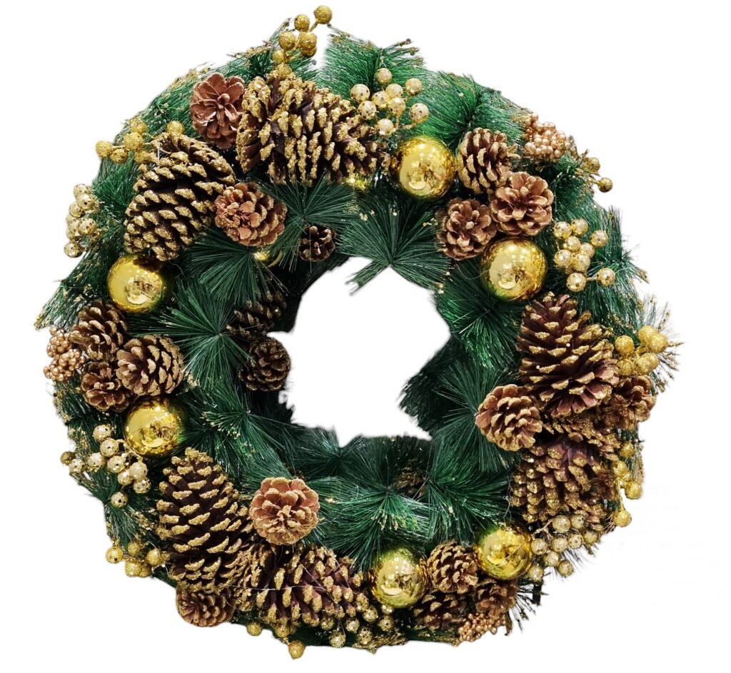 Wianek świąteczny szyszka sztuczny 9262 60cm