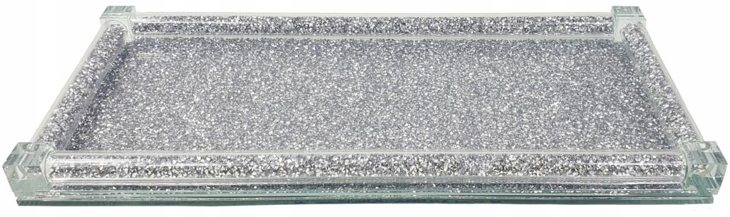 TACA SZKLANA PROSTOKĄTNA SREBRNA GLAMOUR - obrazek 2