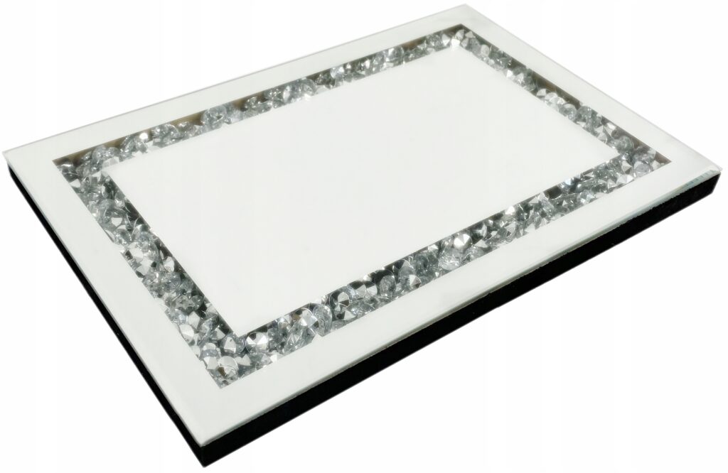 Taca szklana prostokątna z kryształami GLAMOUR