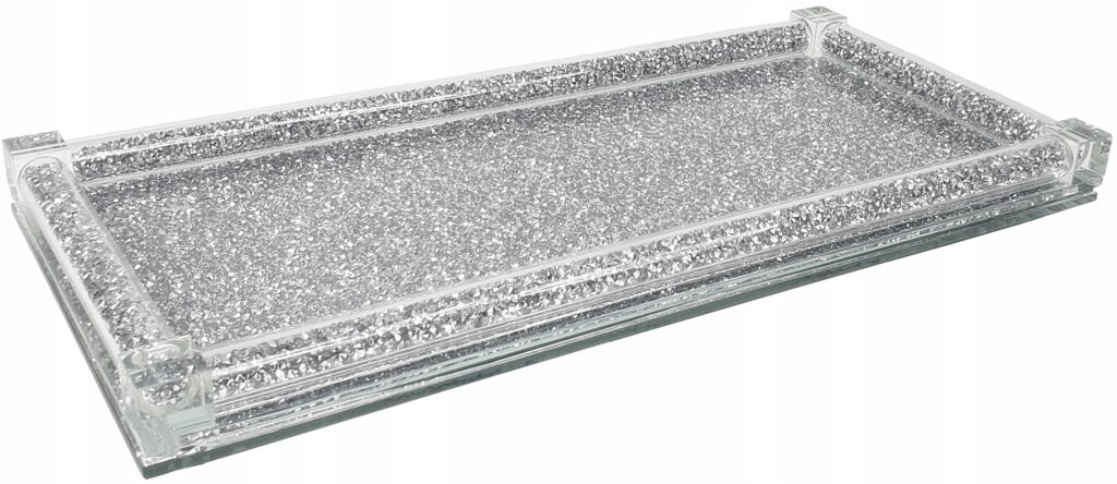 TACA SZKLANA PROSTOKĄTNA SREBRNA GLAMOUR