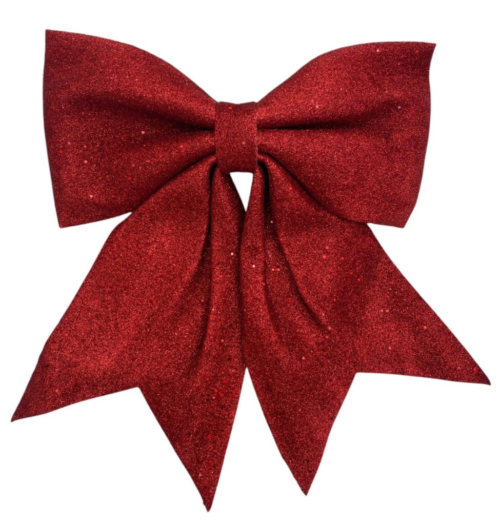 Świąteczna kokarda brokatowa czerwona XL 34x39cm FB24-02