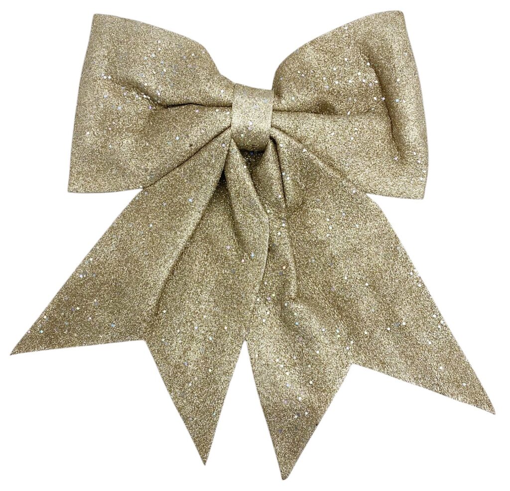 Świąteczna kokarda brokatowa złota XL 34x39cm FB24-02