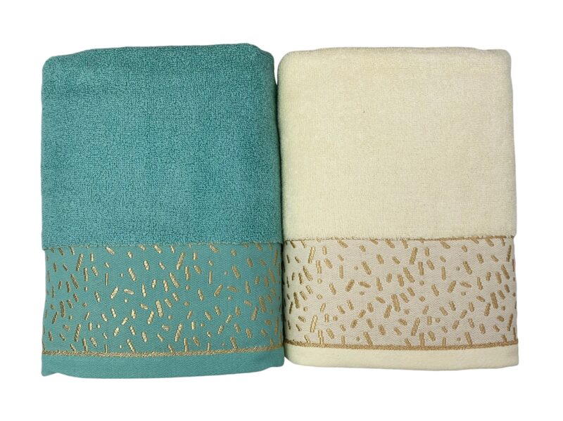 Zestaw ręczników Flo Gold 140x70 krem mięta - obrazek 3