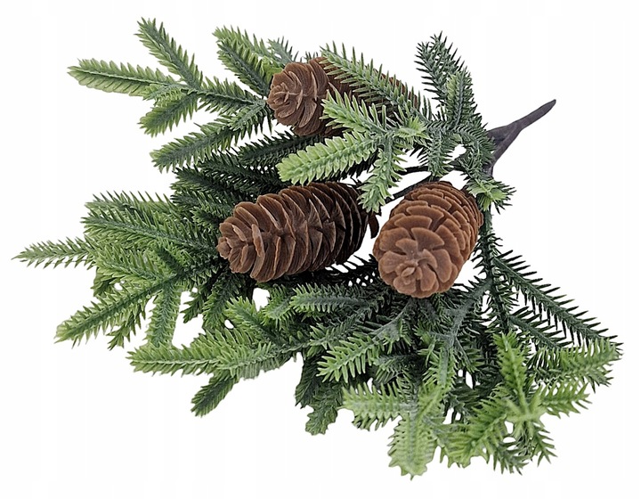 Sztuczna gałązka świerku szyszki 25cm x3 XHL-ZT0007-F