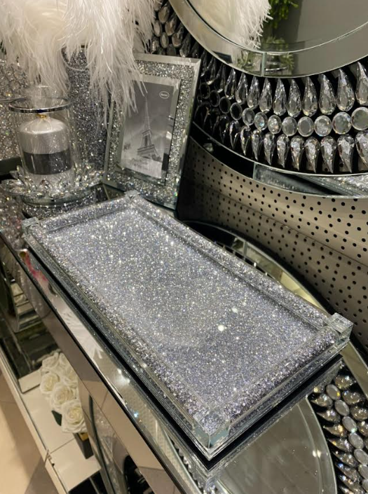 TACA SZKLANA PROSTOKĄTNA SREBRNA GLAMOUR - obrazek 5