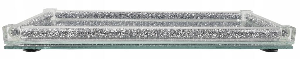 TACA SZKLANA PROSTOKĄTNA SREBRNA GLAMOUR - obrazek 3