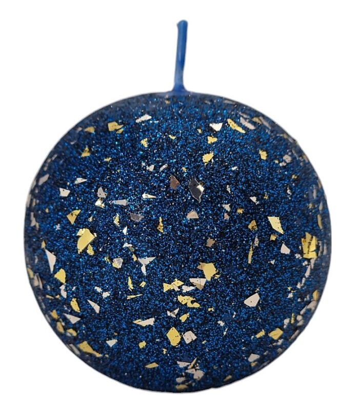 Świeca parafinowa GLAMOUR kula 8cm granatowa