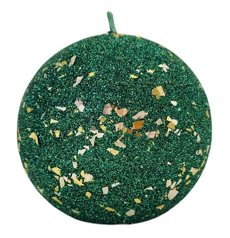 Świeca parafinowa GLAMOUR kula 8cm zielona