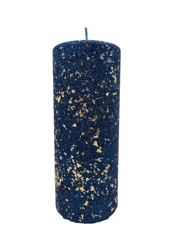 Świeca parafinowa walec GLAMOUR 17,5cm granatowa