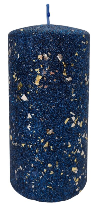 Świeca parafinowa walec GLAMOUR 14cm granatowa