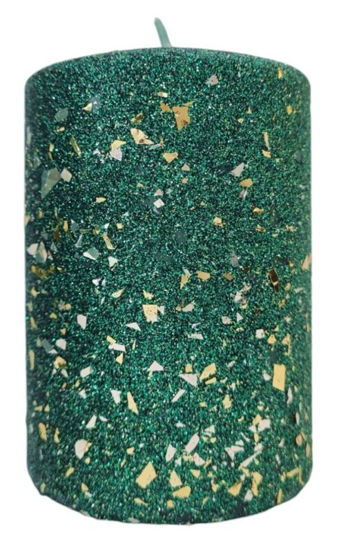 Świeca parafinowa walec GLAMOUR 10cm zielona