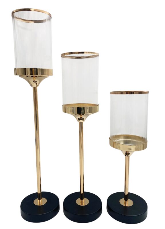 Zestaw świeczników x3 złoty 23899