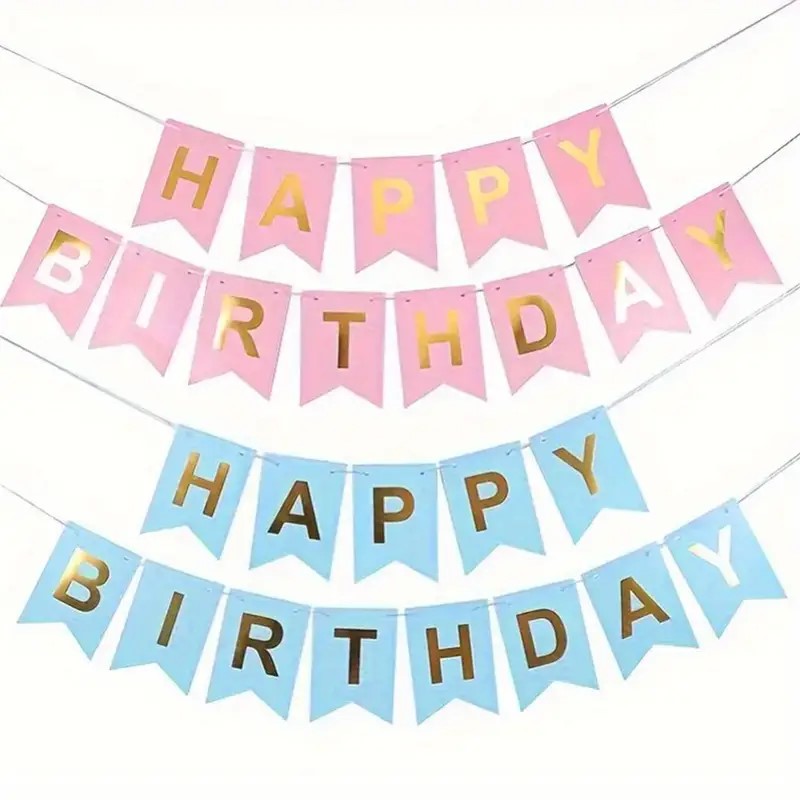 Girlanda Happy Birthday niebieska - obrazek 3
