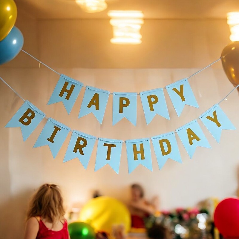 Girlanda Happy Birthday niebieska - obrazek 8
