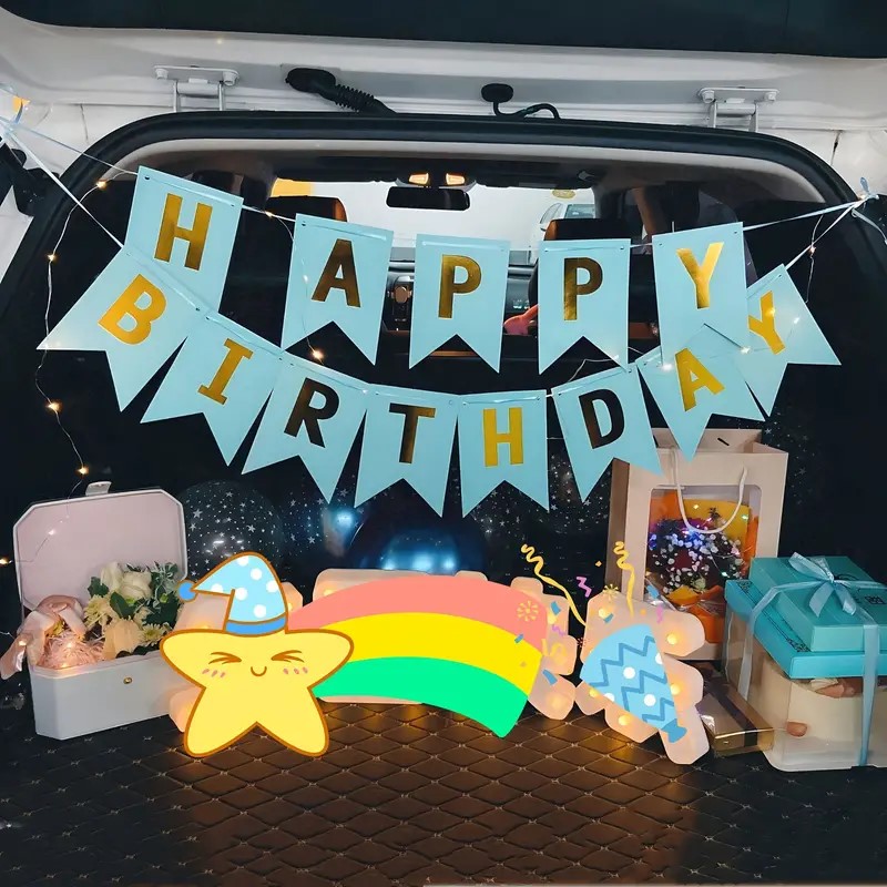 Girlanda Happy Birthday niebieska - obrazek 7