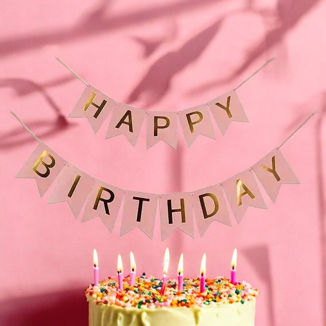 Girlanda Happy Birthday różowa - obrazek 7