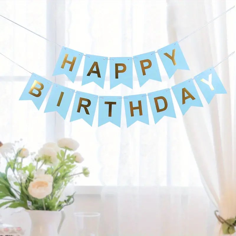 Girlanda Happy Birthday niebieska - obrazek 6