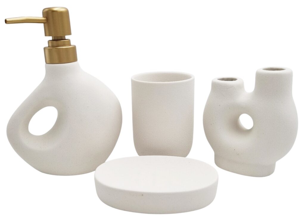 ZESTAW ŁAZIENKOWY 2470 BOHO BIAŁY chropowaty