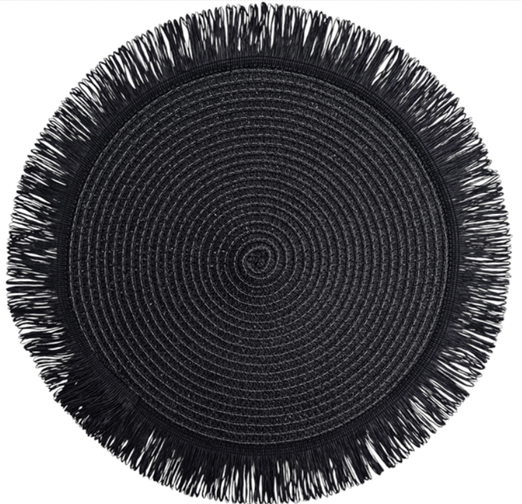 PODKŁADKA BOHO P24 CZARNA Z FRĘDZLAMI