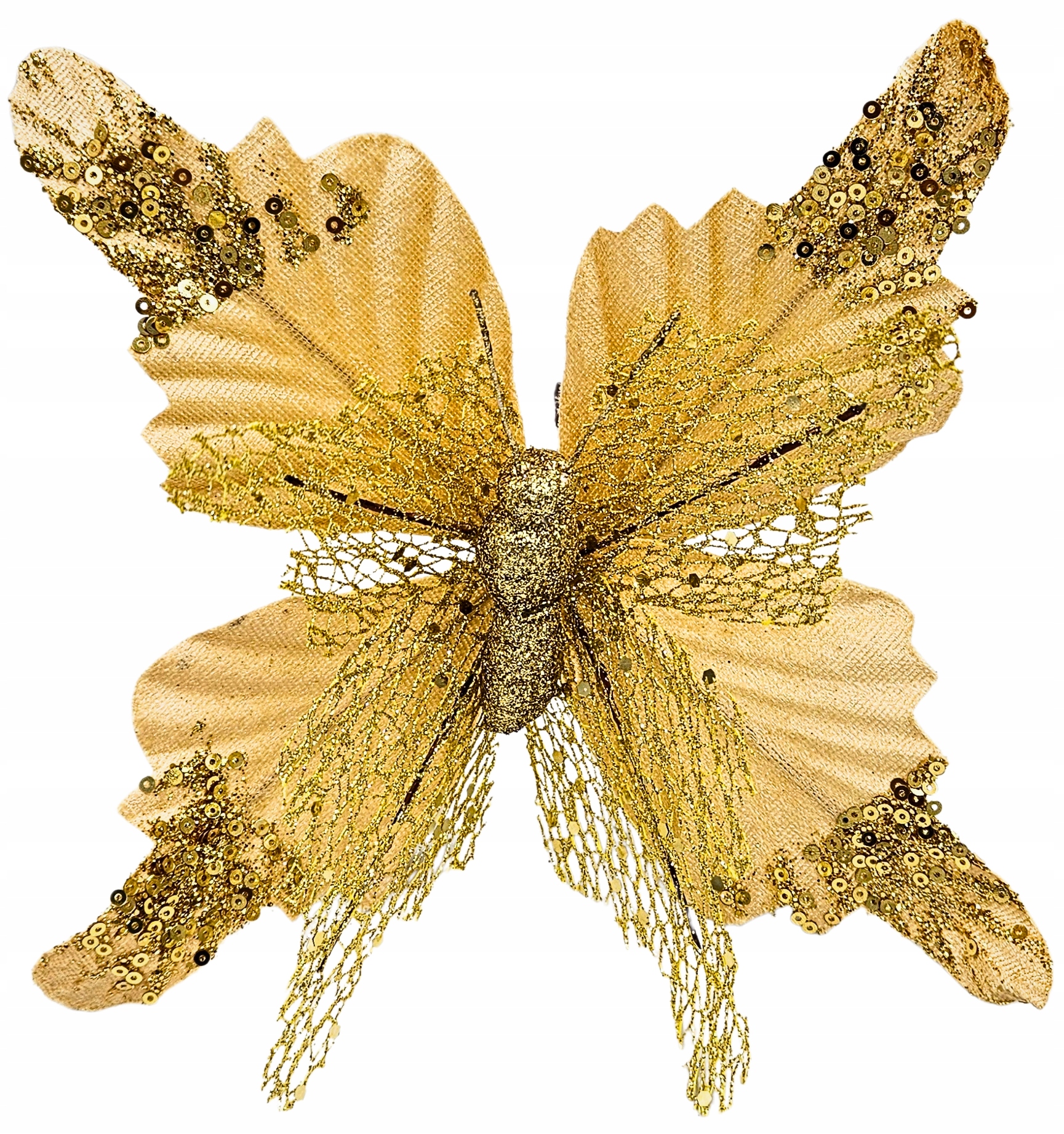 MOTYL BROKATOWY 23cm 259153-3 CHOINKA OZDOBA STROIK NA WESELE DEKORACJE