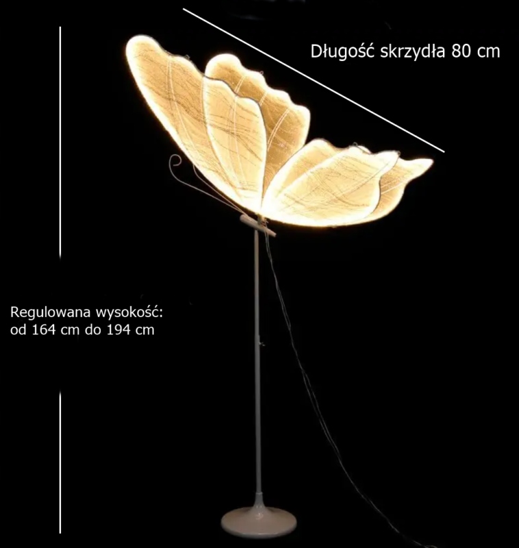 Motyl LED 80 cm regulowana wysokość 164 cm – 194 cm barwa ciepła